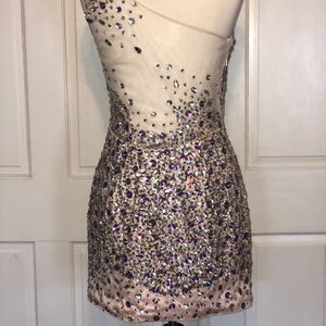 Custom size 6 blush/lavender one shoulder dress